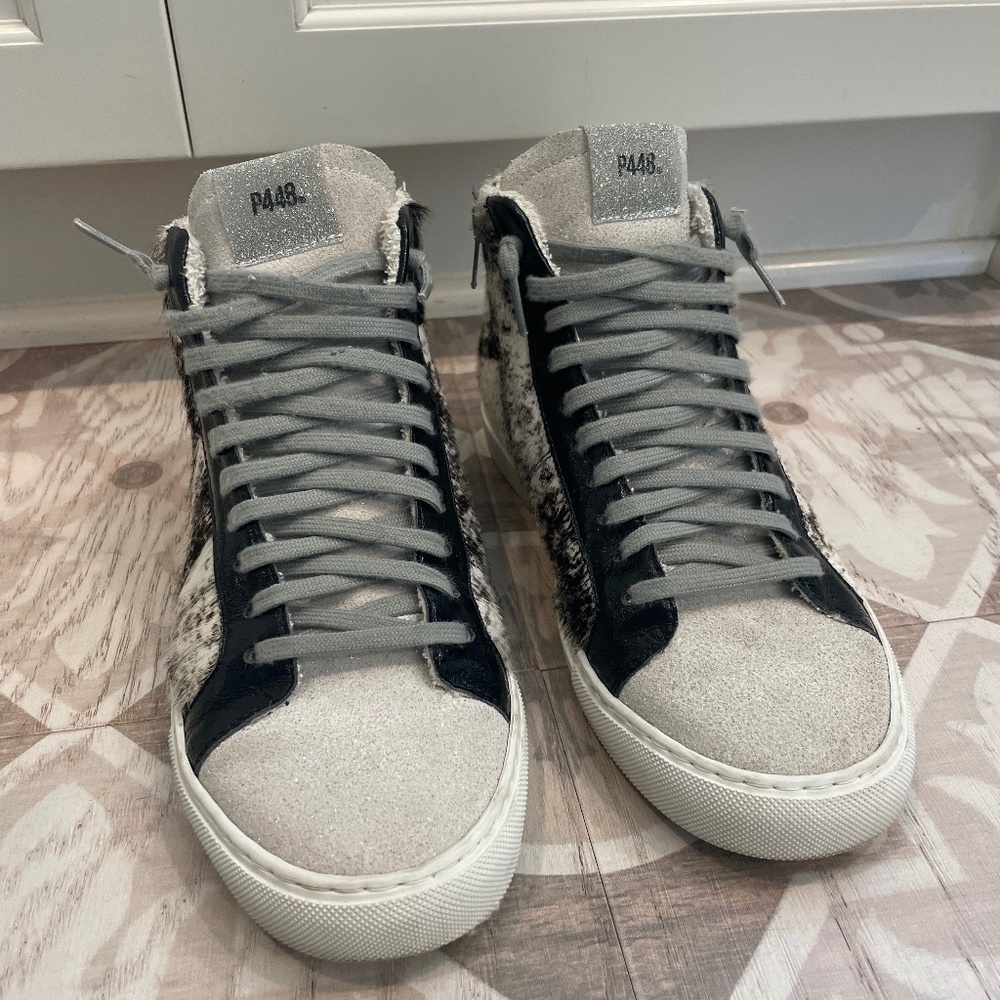 P448 Calf Hair High Top Skate Sneakers